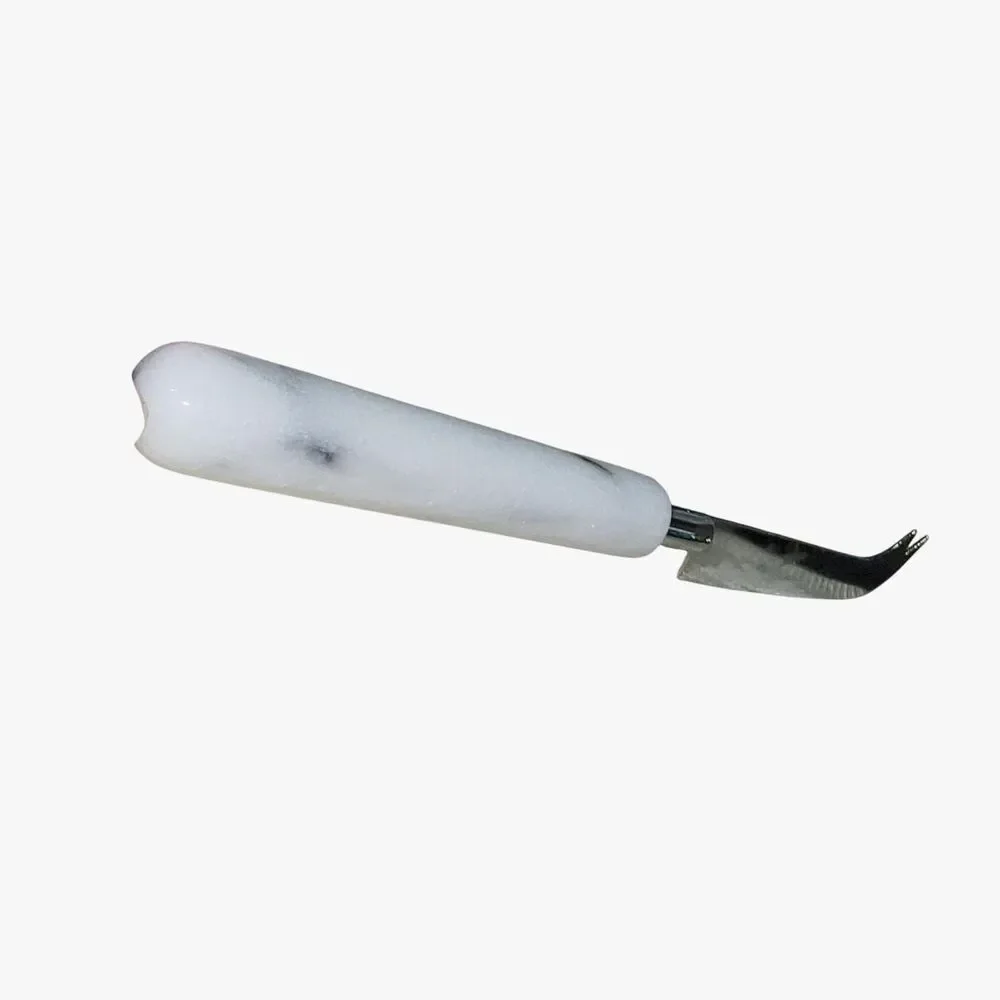 Cheese Knife solid Marble Handle Stainless Steel Curvy Blade 8